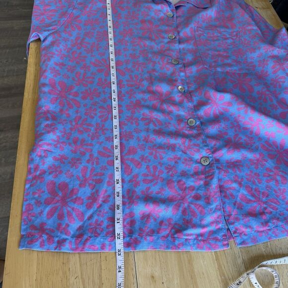 Kulani Kinis Oversized Button-up Linen Blend Cover-up Shirt In Kismet Floral XL - Picture 9 of 9